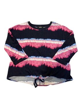 Amy Byer Black Knit Top with Pink & Blue Tie-Dye Stripes